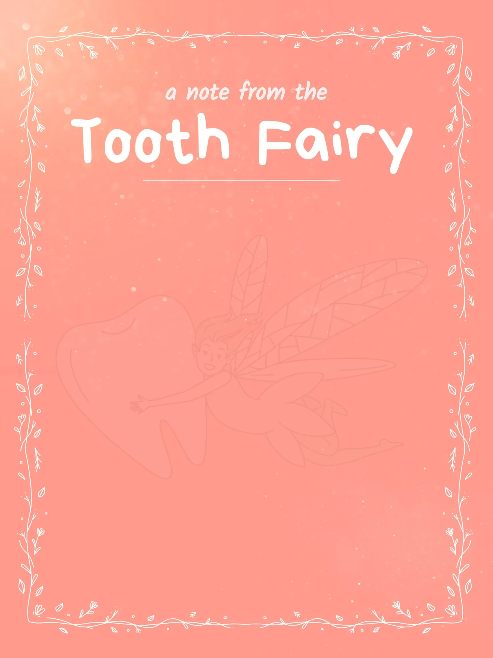 Coral Dreams — Tooth Fairy Letter template